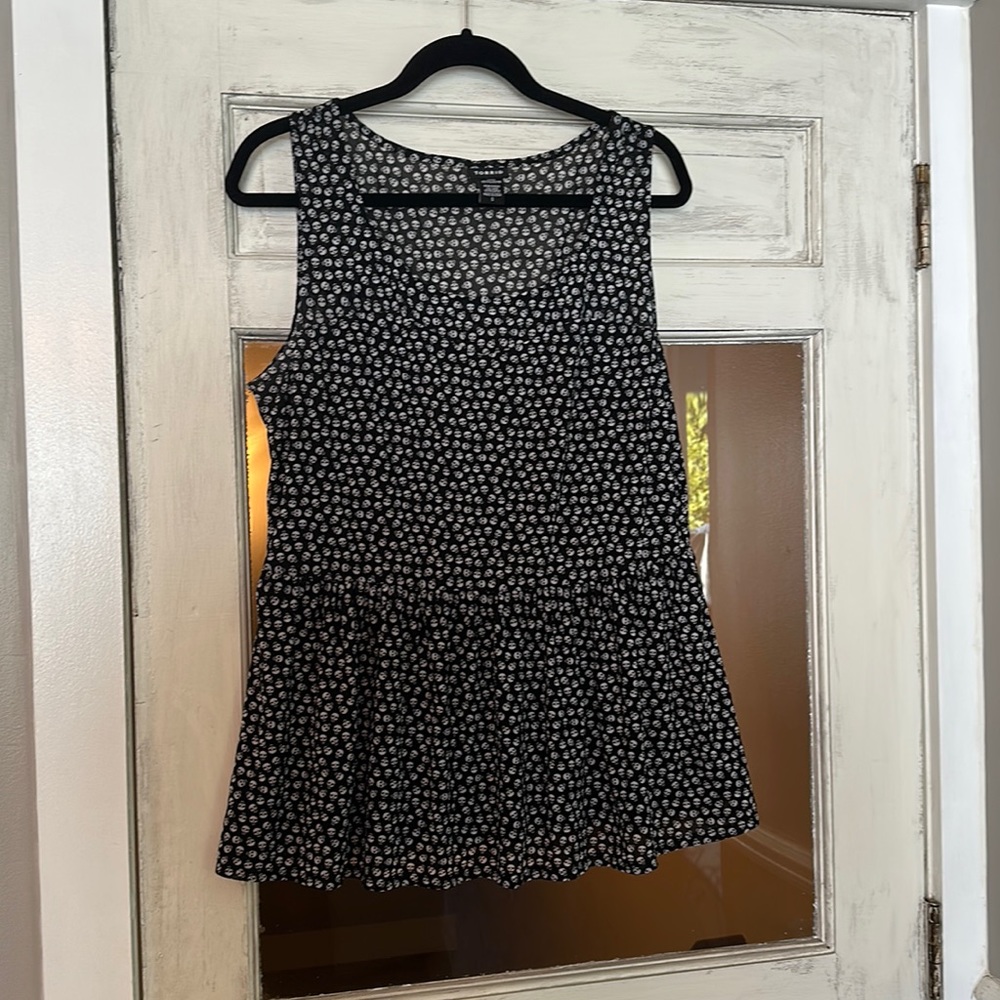Torrid, sheer skull, peplum tank blouse